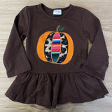 Brown Ruffled Top w/Serape Pumpkin Applique and Matching Ruffled Pants (Fall 2021071046)