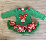 Green Reindeer Infant Tutu Onesie (HOLIDAY 2021070074)