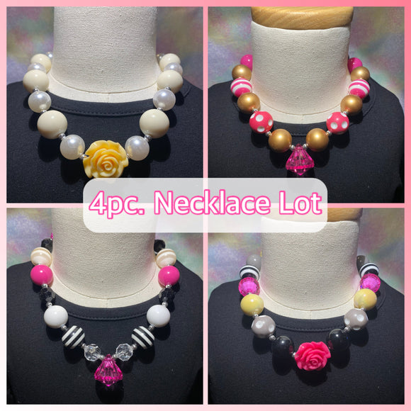 Pink, Gold & Pearly Necklace 4 Pack