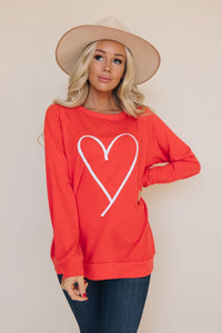 Red Heart Print Longsleeve Tee