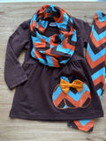 Blue, Brown, & Orange Chevron Pumpkins Scarf Outfit (Fall 2021071097)