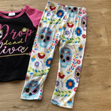 DROP DEAD DIVA Pant Set w/Floral Skull Design (Fall 2021071089)