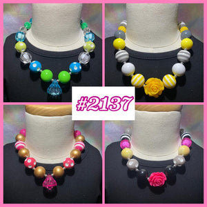 Colorful Gems & Roses Necklace 4 Pack (#2137)