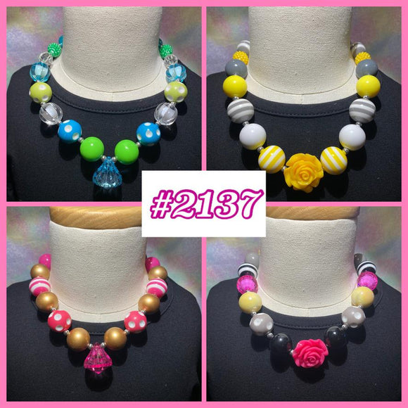 Colorful Gems & Roses Necklace 4 Pack (#2137)