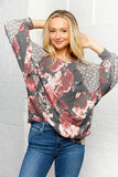 Rose Floral Print and Leopard Dolman Top