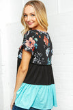 Floral Print Ruffle Sleeve Layered Frill Top