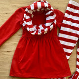 Red & White Stripe Legging Scarf Outfit (HOL 2109104)-sparkledots-sparkledots