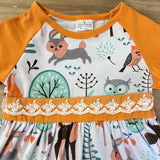 Woodland Friends Dress w/Orange Sleeves 'n Trim (Fall 2021071070)