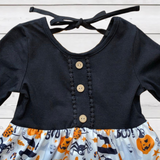 Black Button Accent Halloween Dress - With Pockets! (FSP1425)