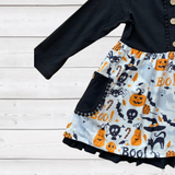 Black Button Accent Halloween Dress - With Pockets! (FSP1425)