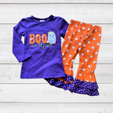 Boo Y'all Ghosty Applique Ruffle Dot Outfit (Fall 2021071090)