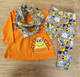 Spooky Appliqued Spideycorns Orange Scarf Set (Fall 2021071039)