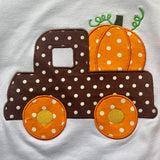 Pumpkin Delivery Shirt with Orange 'n White Polka Dot Ruffle Pants Outfit (Fall 2021071036)