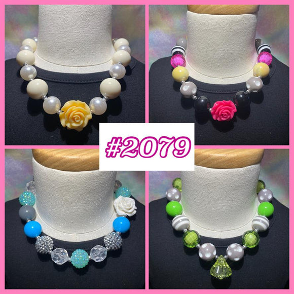 Colorful Gems & Roses Necklace 4 Pack (#2079)