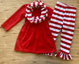 Red & White Stripe Legging Scarf Outfit (HOL 2109104)-sparkledots-sparkledots