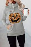 Cowl Neck Pumpkin Print Halloween Hoodie Preorder