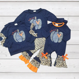 Hello Fall Indigo Pumpkin Leopard Heart Outfit (FSP2007)-sparkledots-sparkledots