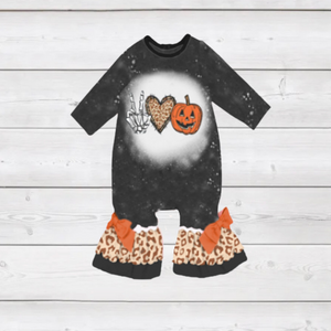 Peace, Love'n Pumpkin Mommy & Me Halloween Romper w/Ruffles (FSP1022)