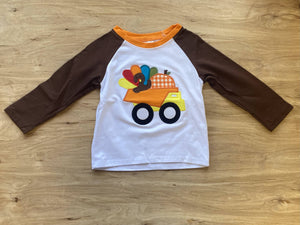 Colorful Turkey Riding Truck Raglan w/ Brown Sleeves (Fall 2021071132)