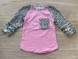 Pink/Leopard Ruffle Sleeve Top (MYS 2021083015)-sparkledots-sparkledots