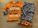 Are You Kitten Me Right Meow? Black/Orange Damask Outfit (Fall 2021071092)-sparkledots-XL (5/6)-sparkledots