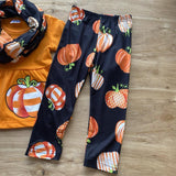 Orange Pumpkin Striped Appliqued Scarf Outfit (Fall 2021071107)