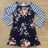 Blue/White Stripe Floral Tunic Dress (MYS 2021083014)-sparkledots-sparkledots