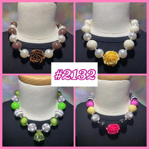 Rainbow Roses & Gems Necklace 4 Pack (#2132)