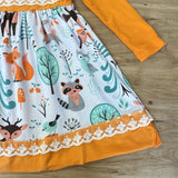 Woodland Friends Dress w/Orange Sleeves 'n Trim (Fall 2021071070)