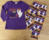 Purple SHAKE YOUR BOO-ty Ghostie Applique Top w/Ghostie Print Pants (Fall 2021071048)