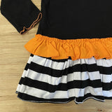 Black Tunic Top and Pants w/Orange and Black 'n White Ruffles (Fall 2021071061)