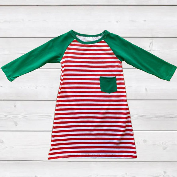 Red & White Striped Green Pocket Tunic (HOL 2109105)