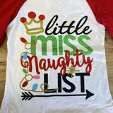 Little Miss Naughty List Ruffle Sleeve Tee (HOLIDAY 2021070053)