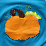 Blue Pumpkin Applique Shirt w/Orange Ruffled Sleeves (Fall 2021071080)