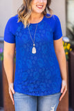 Juliet Lace Front Tee - Blue