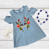 Embroidered Floral Chambray Tunic-sparkledots-sparkledots