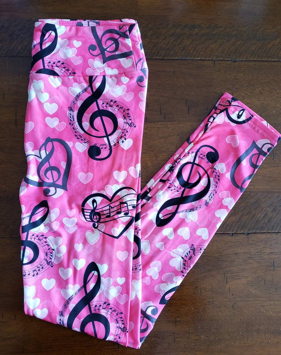 Pink Music Note Leggings