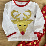 Gold 'n Red Polka Dot Reindeer Ruffle Pants Outfit (HOLIDAY 2021070039)