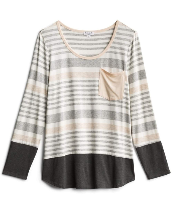 Striped Pink & Gray Top