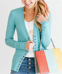 Ash Mint Snap Button Cardigan