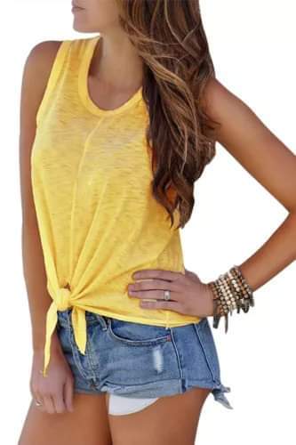 Yellow Tie Front Tank