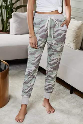 Camo Print Knit Sport Pants