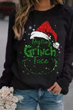 Black Christmas Grinch Print Sweatshirt