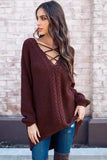 Wine Crisscross Oversize Sweater