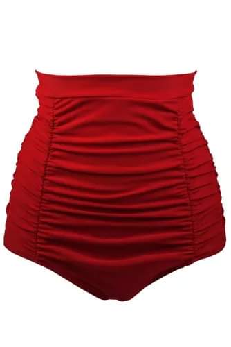 Red Retro High Waisted Swim Bottom