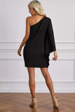 Black Side To Side One Shoulder Statement Mini Dress