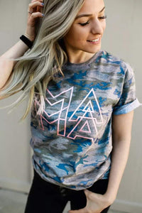 Metallic Rose Gold Ink MAMA Modern Camo Tee