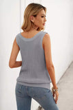 Gray Crisscross Hollow-out Knit Tank Top