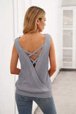 Gray Crisscross Hollow-out Knit Tank Top