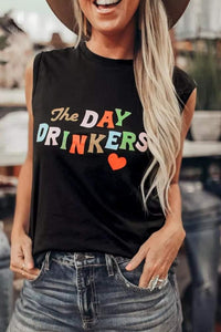 The DAY DRINKERS Letters Print Tank Top- ETA LATE APRIL